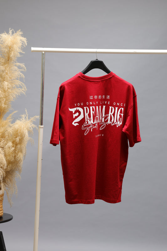 Dream Big Graphic Oversized T-Shirt | Red