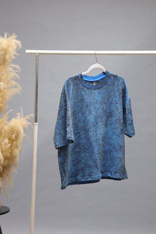 Vintage Wash Textured Oversized T-Shirt | Blue