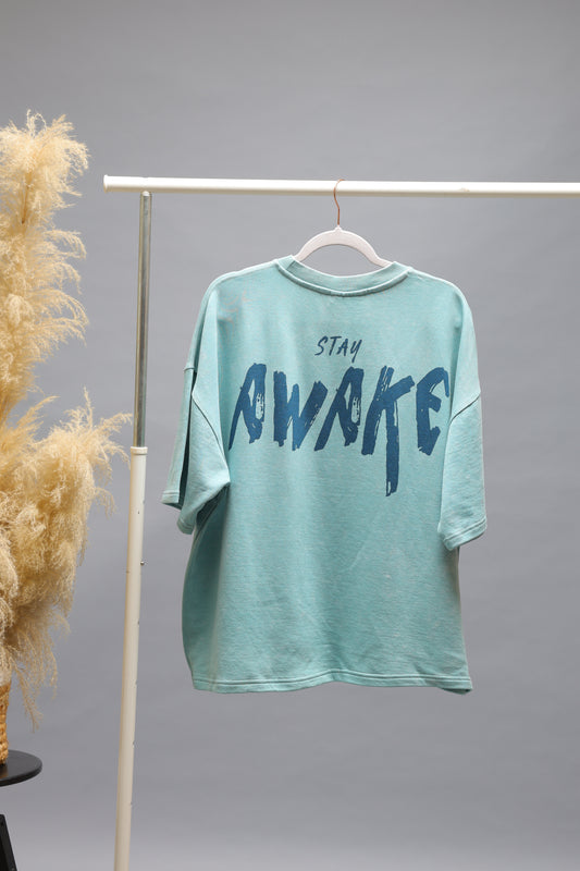 Stay Awake Graphic Oversized T-Shirt | Mint Green