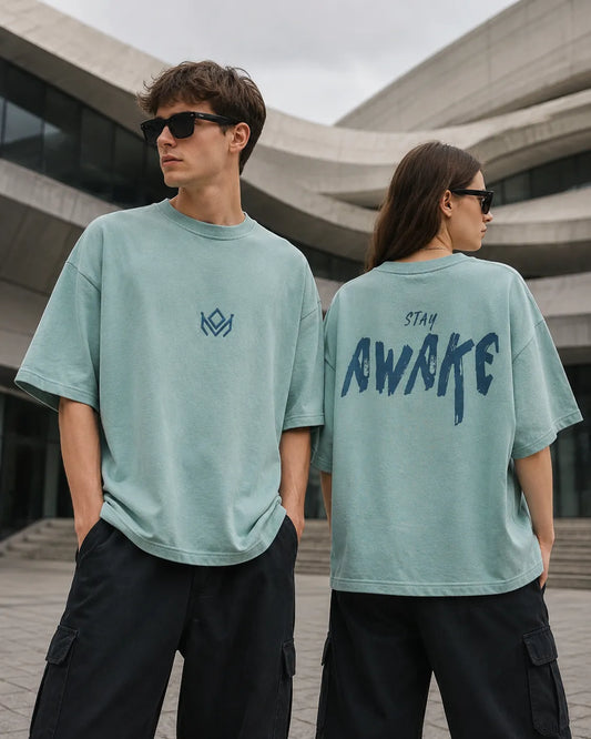 Stay Awake Graphic Oversized T-Shirt | Mint Green