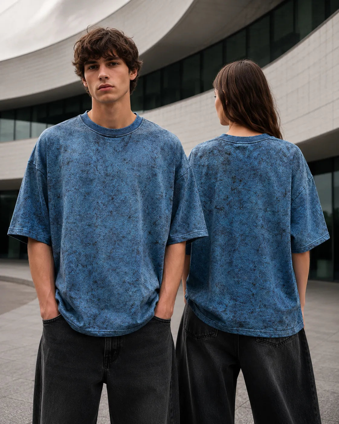 Vintage Wash Textured Oversized T-Shirt | Blue